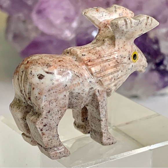 MOOSE Soapstone Figurine MINI Carved Stone Healing Crystal Animal Carving 1.5" - Picture 6 of 10